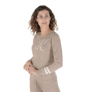 Dee Ocleppo Cashmere Pullover Sweater Monogram Detail Women Camel Sweaters